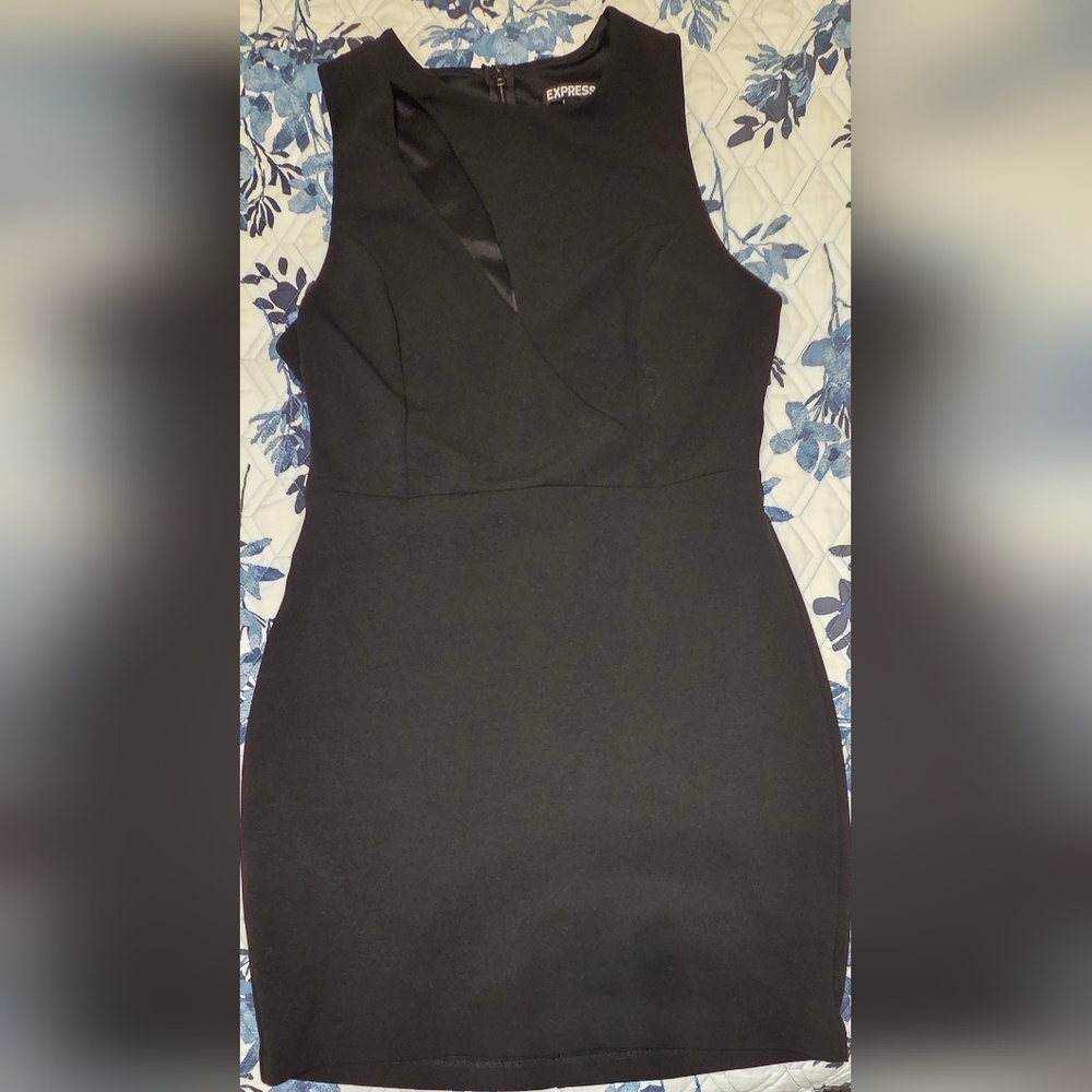 Express Black Bodycon Sheath Dress Size M Asymmetrical Neck Cutout Sleeveless